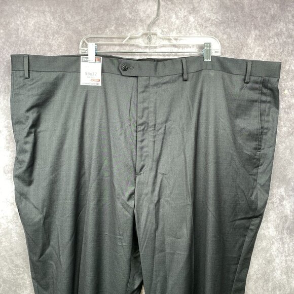 Roundtree Yorke Travel Smart Pants 54x32 GrayGabardine Classic Fit Flat Front - Picture 3 of 6